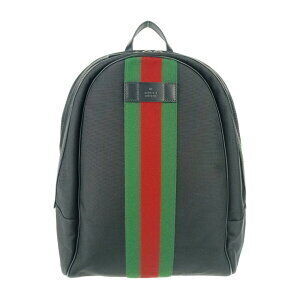 GUCCI Sherry Line Backpack black canvas leather Web stripes